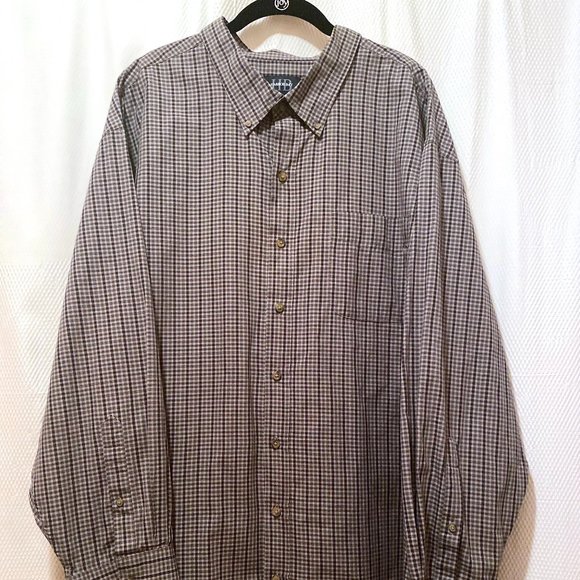 DXL Harbor Bay Mens Gray Check Button Up - Picture 1 of 3